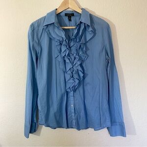 Lauren by Ralph Lauren 100% Cotton Blue Ruffled Women's Top